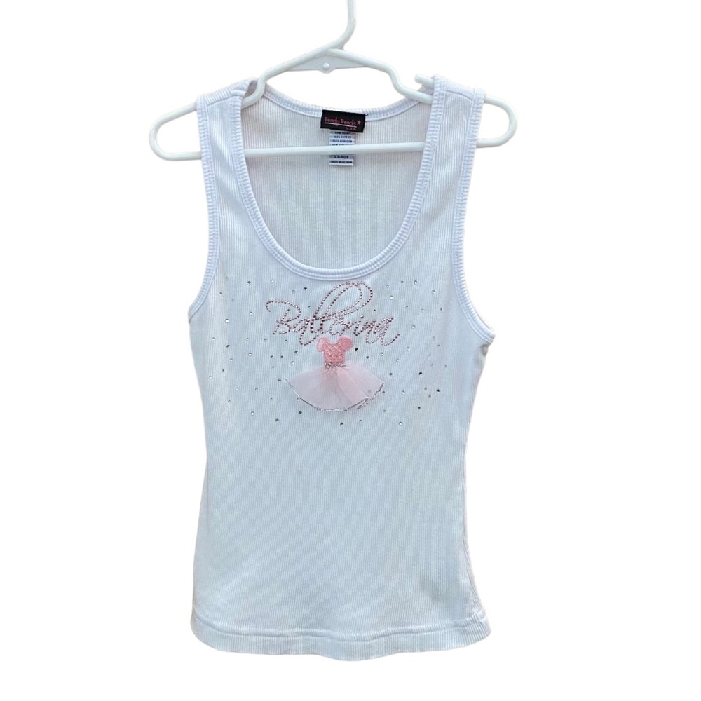 Trendy Trends White Ballerina Ribbed Tank Top Size Large Slim